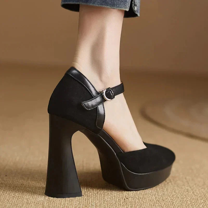 Ankle Strap Platform Heel Pumps