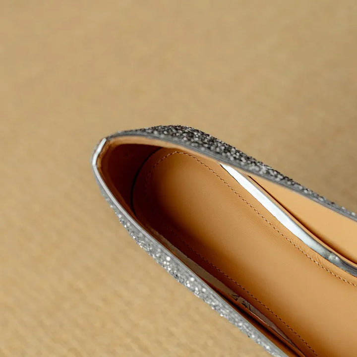 Glitter Crystal Buckle Heels