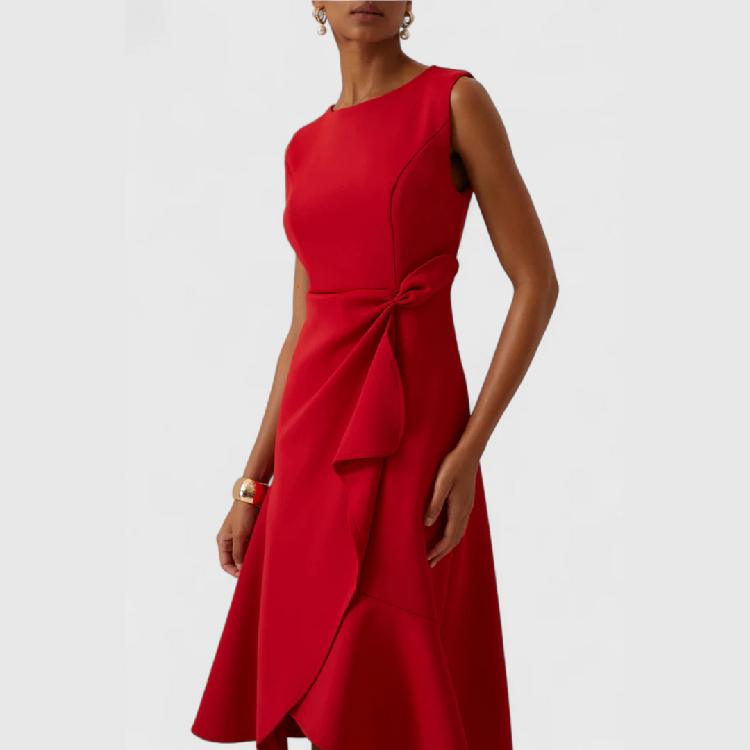 Vestido midi asimétrico drapeado
