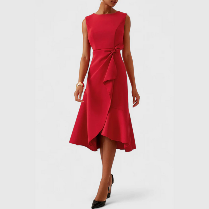Vestido midi asimétrico drapeado
