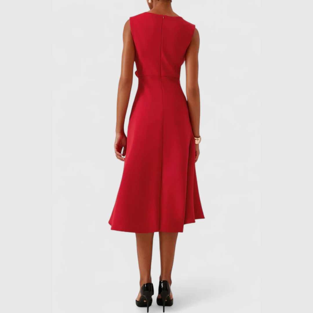 Vestido midi asimétrico drapeado