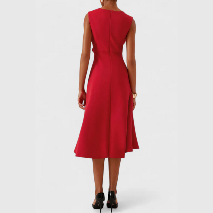 Vestido midi asimétrico drapeado