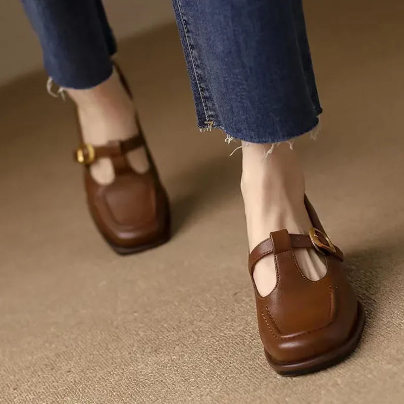 Square Toe Mary Jane Heels Sandals