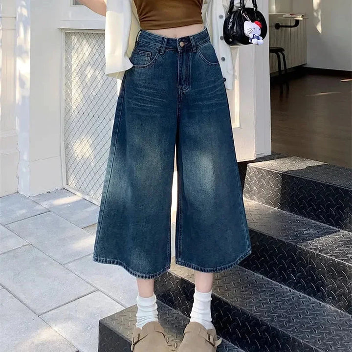 Fashion Retro High Waistband Baggy Jeans for Women