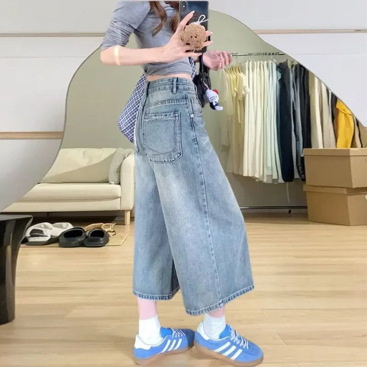 Fashion Retro High Waistband Baggy Jeans for Women
