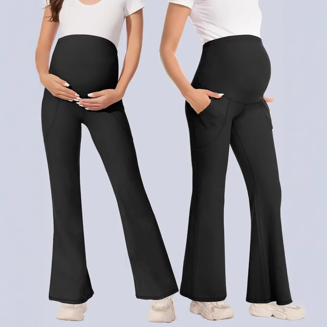 Vestidos de maternidad flexibles con pantalones de soporte para el vientre para mujer