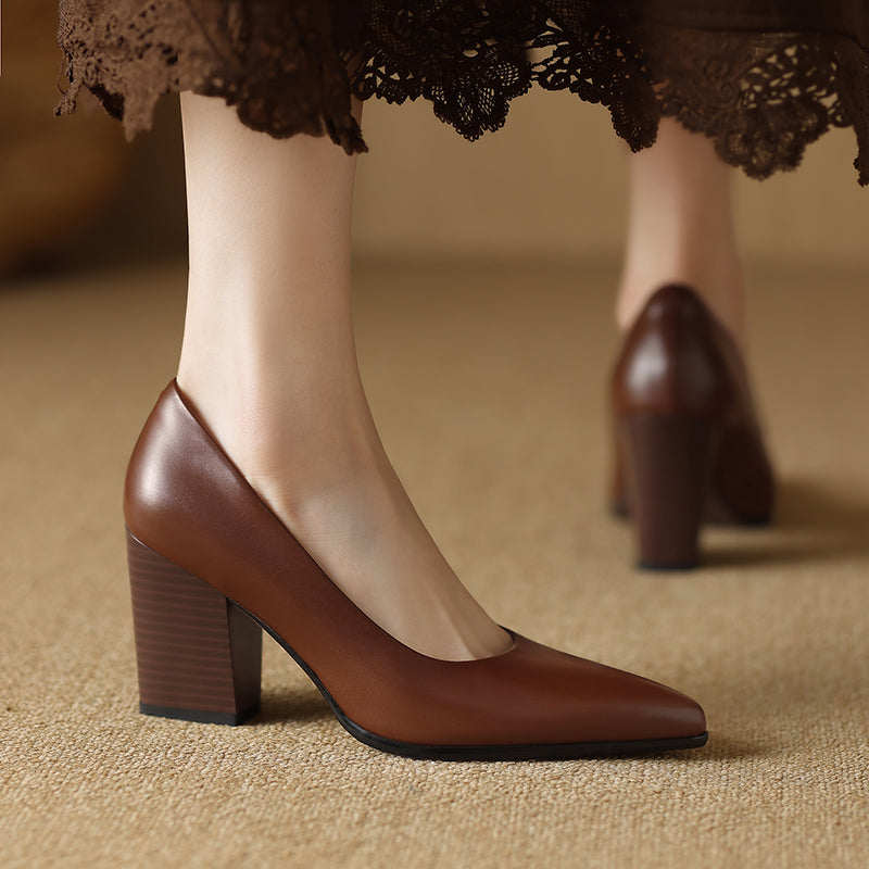 Pointed Toe Slip-On Work Heels