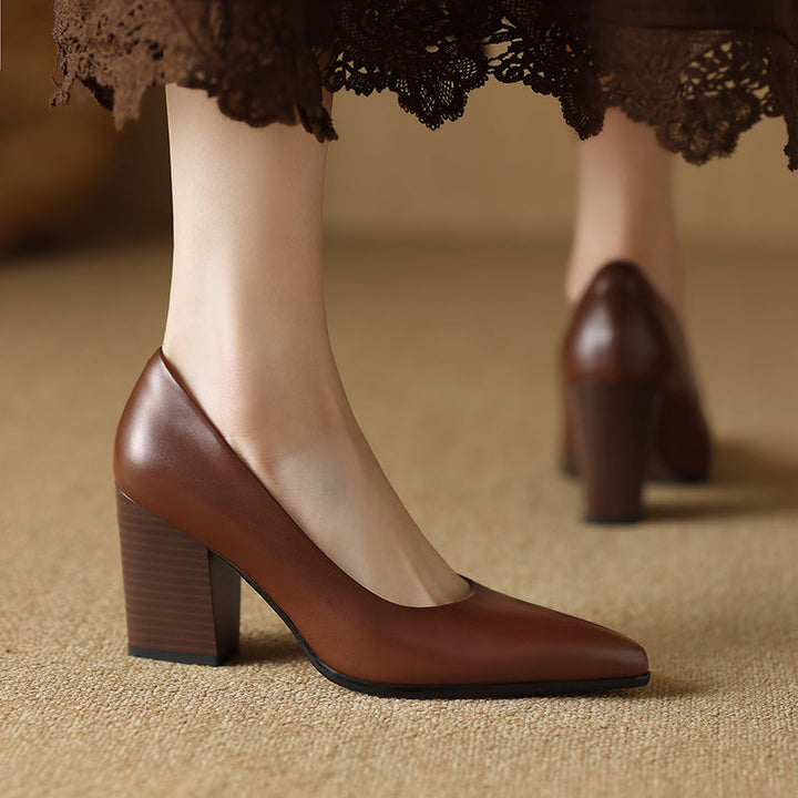 Pointed Toe Slip-On Work Heels