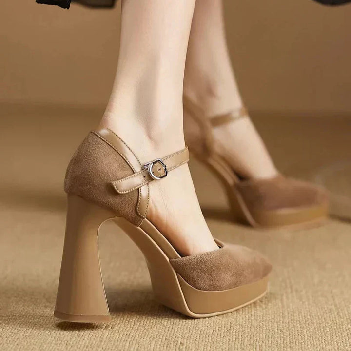 Ankle Strap Platform Heel Pumps