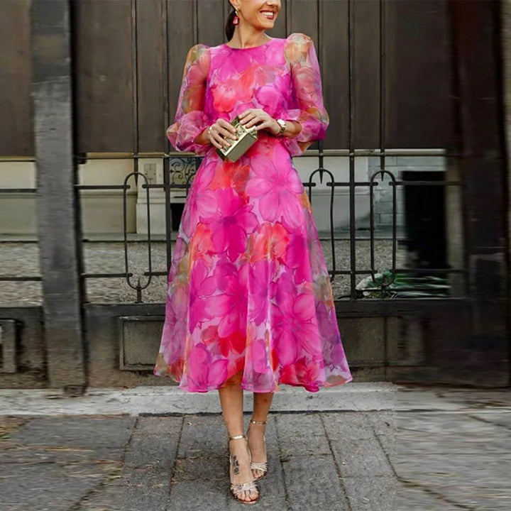 Women’s Delicate Formal Long Sleeve Floral Wedding Guest Dress