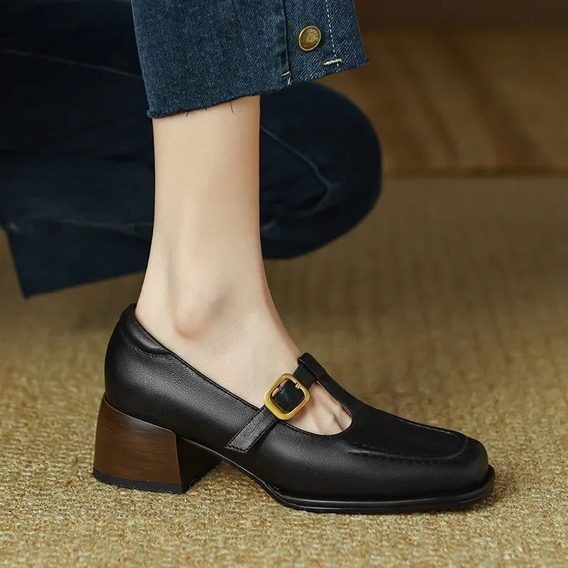 Square Toe Mary Jane Heels Sandals
