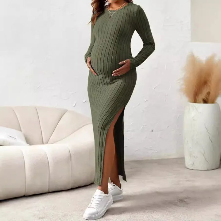Vestido de maternidad ajustado y flexible de punto para mujer