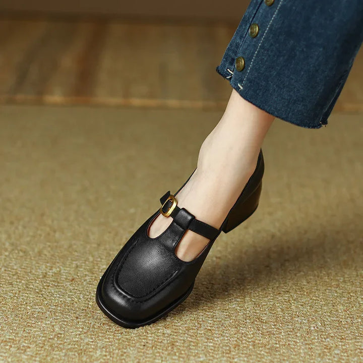 Square Toe Mary Jane Heels Sandals