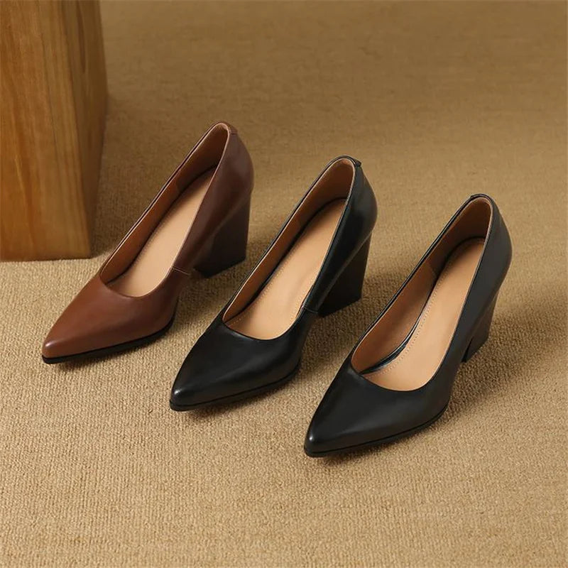 Pointed Toe Slip-On Work Heels