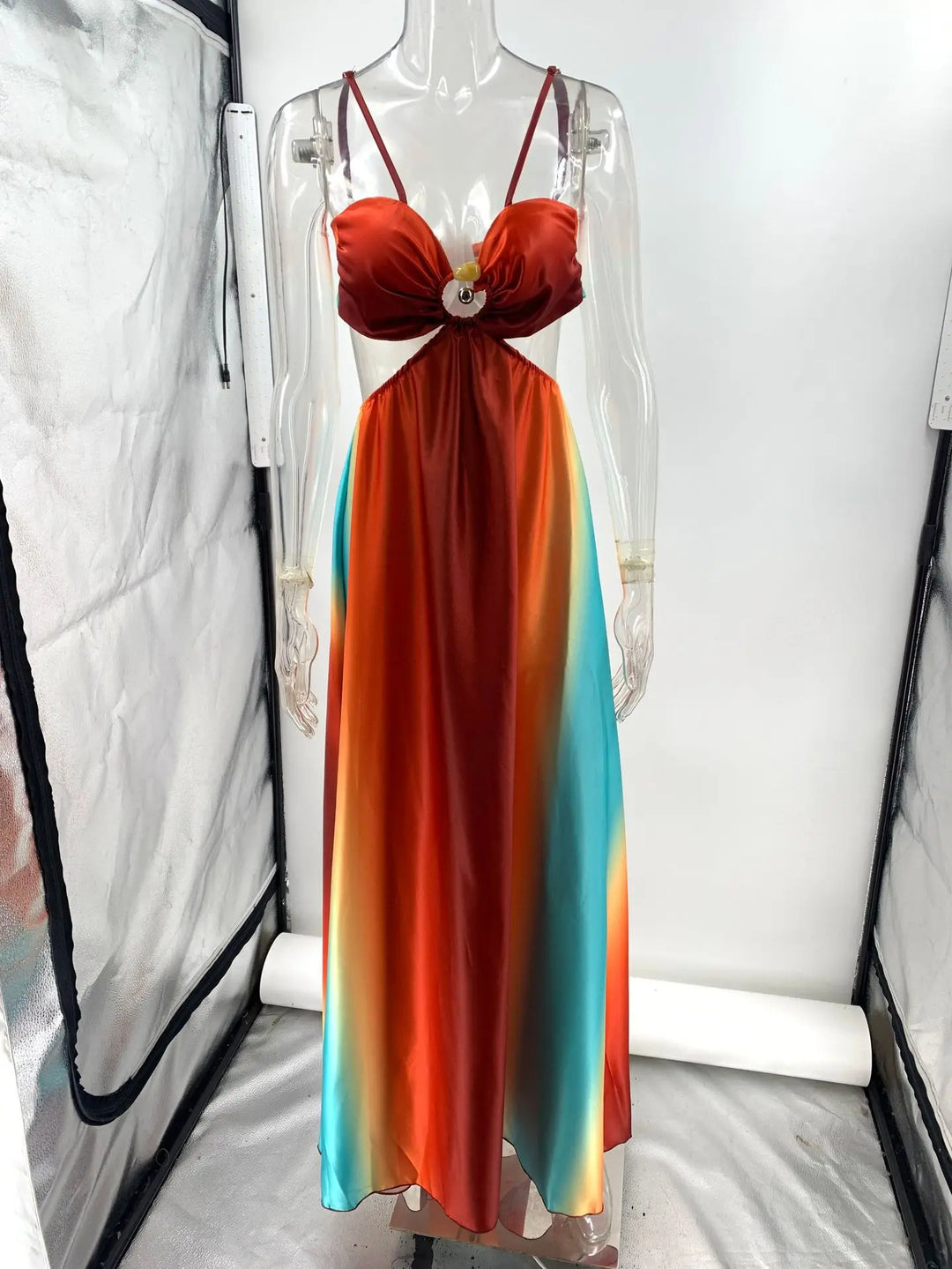 Women's Airy Figure Occasion Maxi Dress with Knot Front