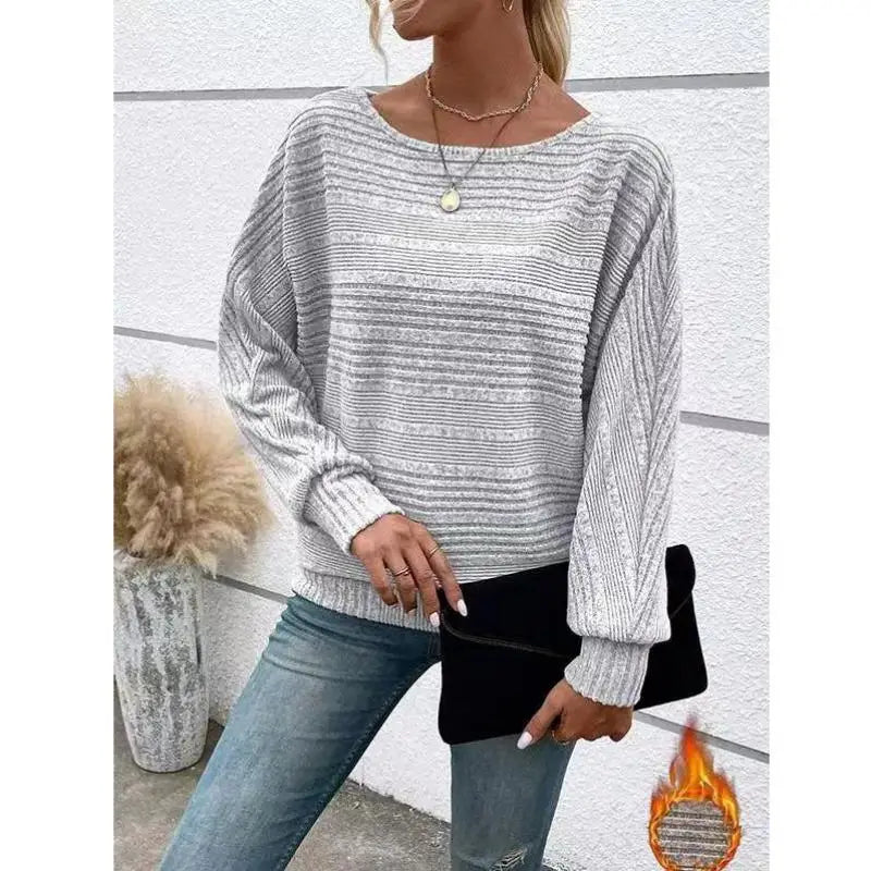 Women’s Spliced Round Neck Sweater