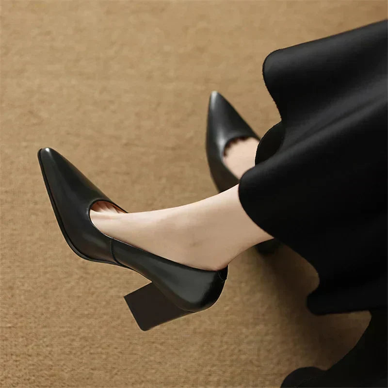 Pointed Toe Slip-On Work Heels
