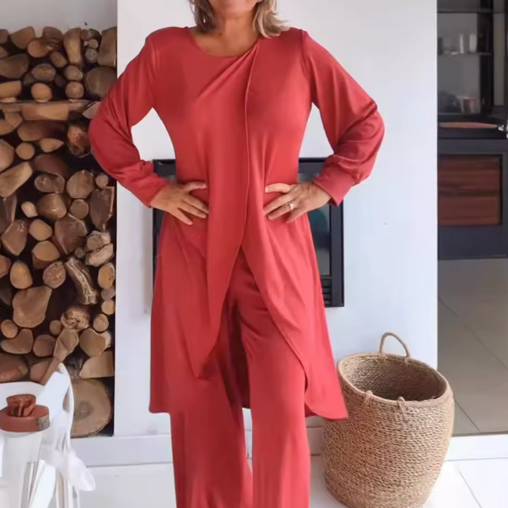 Long Sleeve Tunic and Wide-Leg Pants Set