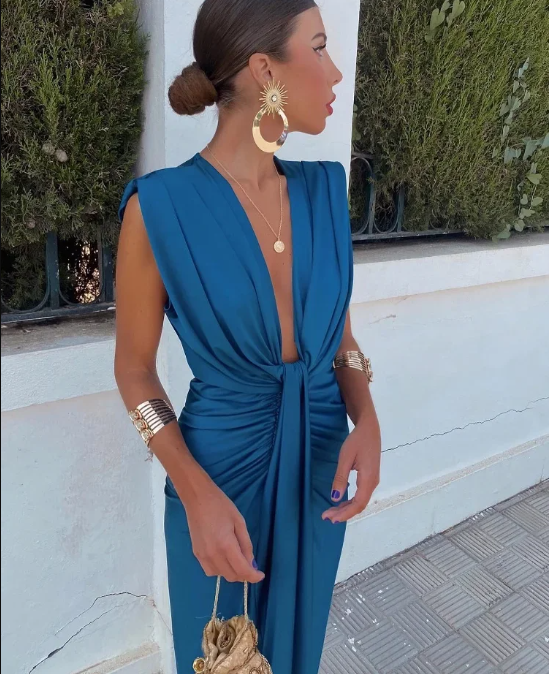 Vestido midi plisado suave