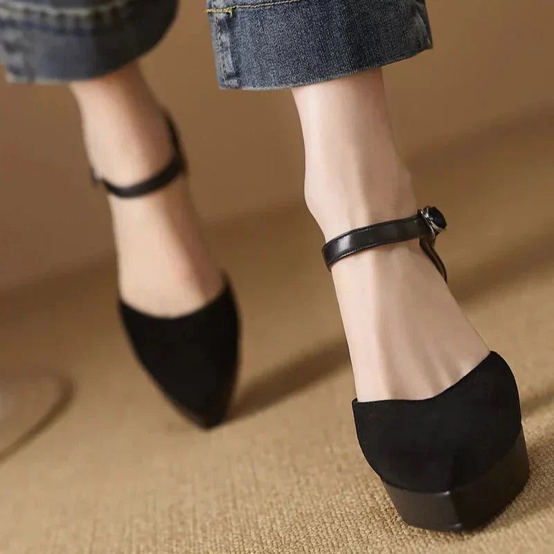 Ankle Strap Platform Heel Pumps