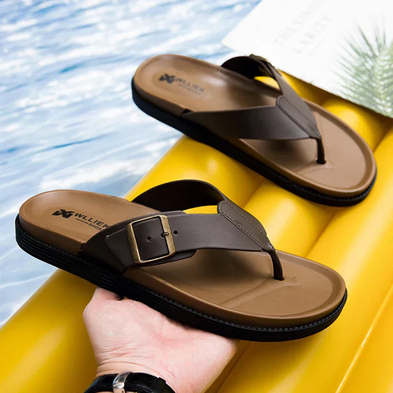 Vegan Leather Flat Sandals