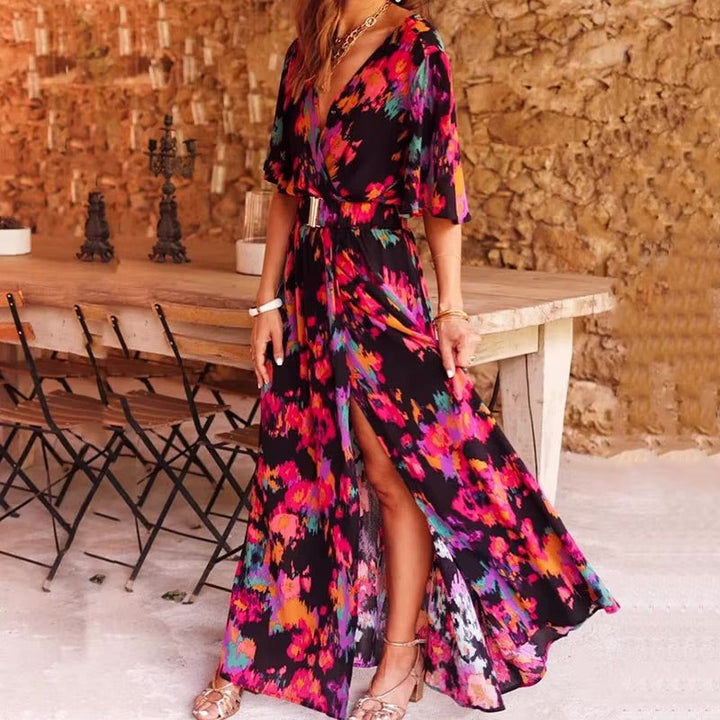Stylish Elegance Belted Bohemian Long Maxi Summer Dress