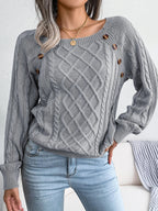 Maglione a collo quadrato con bottoni decorativi