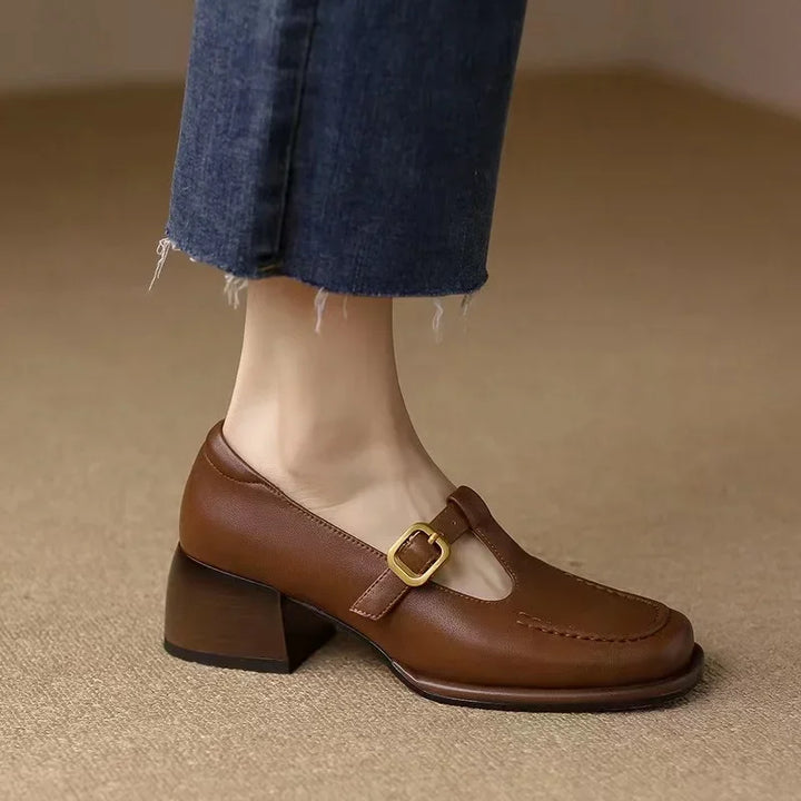 Square Toe Mary Jane Heels Sandals