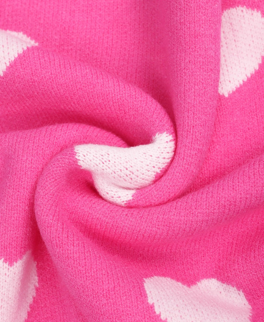 Maglione oversize con motivo a cuori rosa acceso