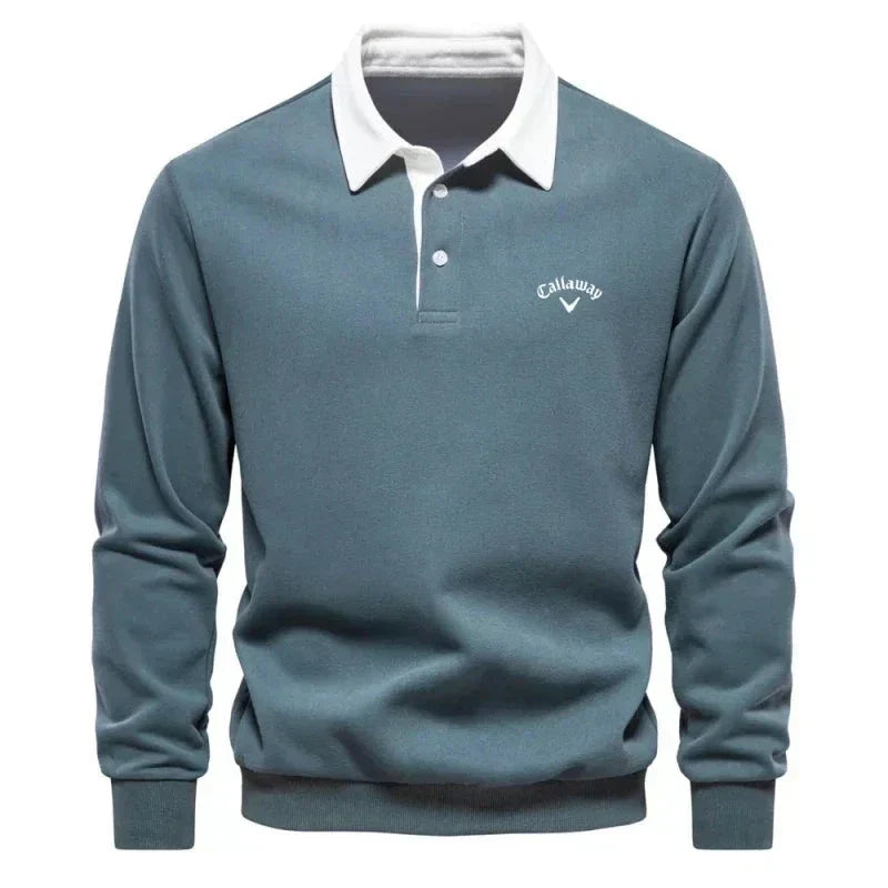 Men's Knitted Polo Sweater with Contrast Collar