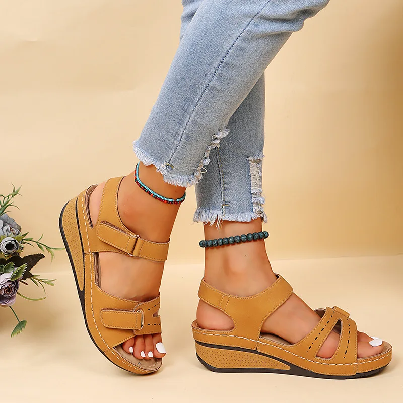 Platform Cushioned Wedge Sandals