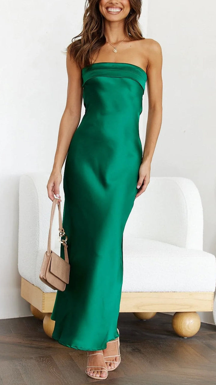 Women’s Modern Elegance Satin Gown Maxi Evening Dress
