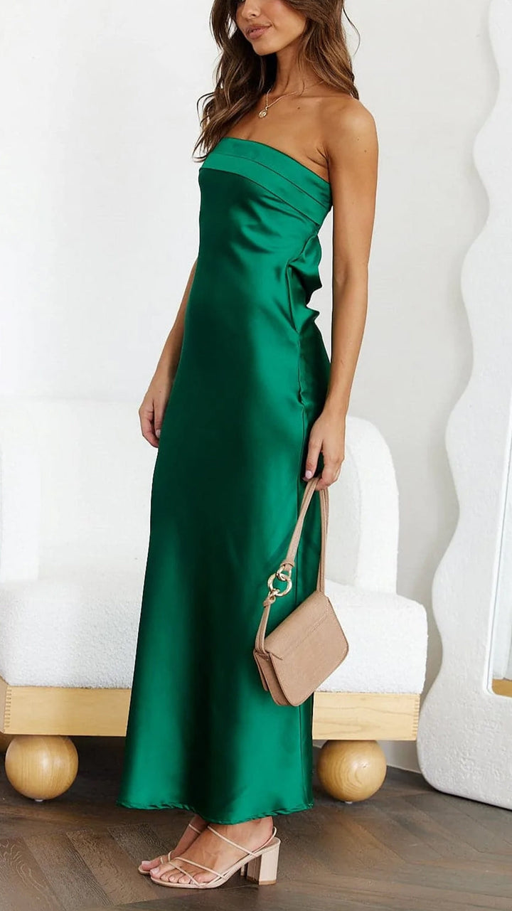 Women’s Modern Elegance Satin Gown Maxi Evening Dress