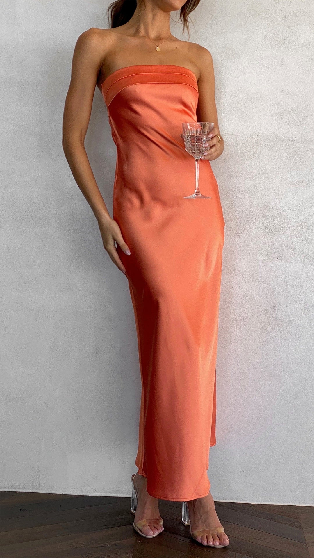 Women’s Modern Elegance Satin Gown Maxi Evening Dress