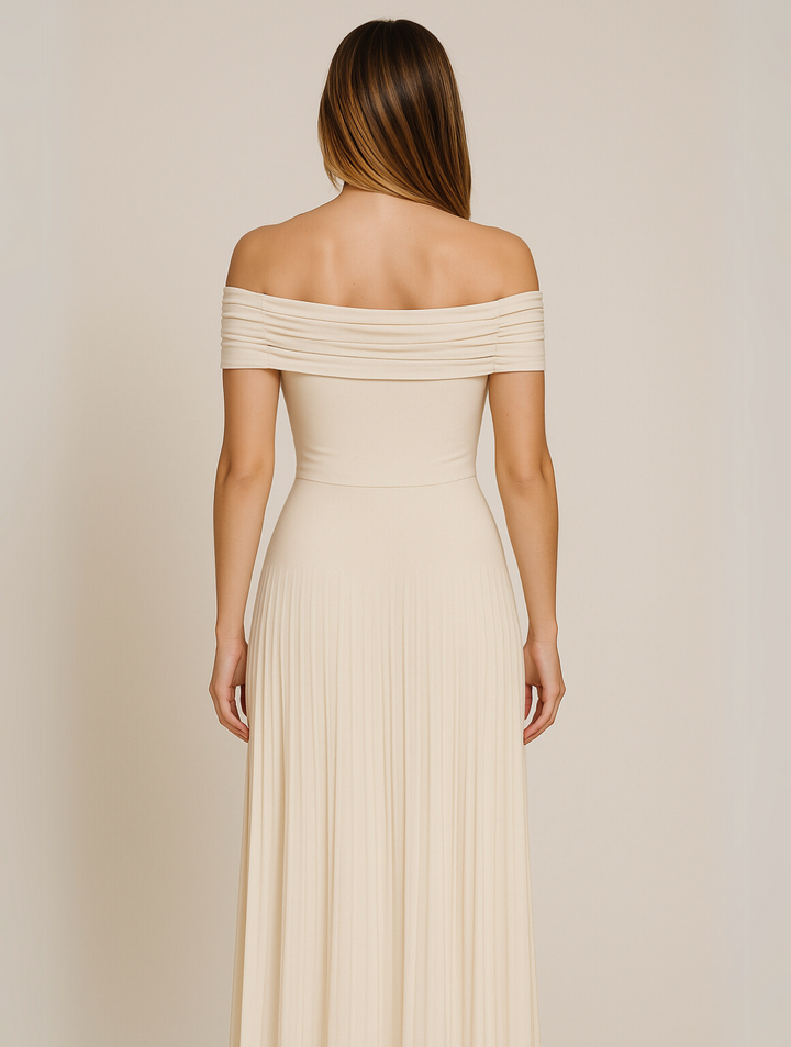 Vestido elegante plisado liso para invitada de boda mujer
