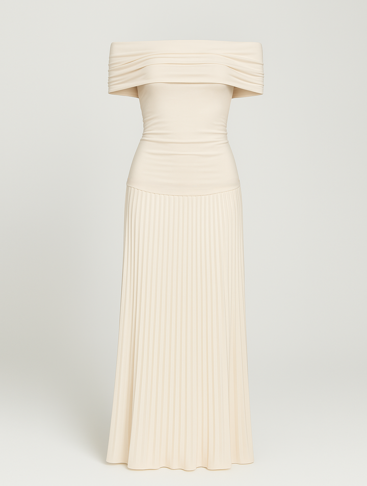 Vestido elegante plisado liso para invitada de boda mujer