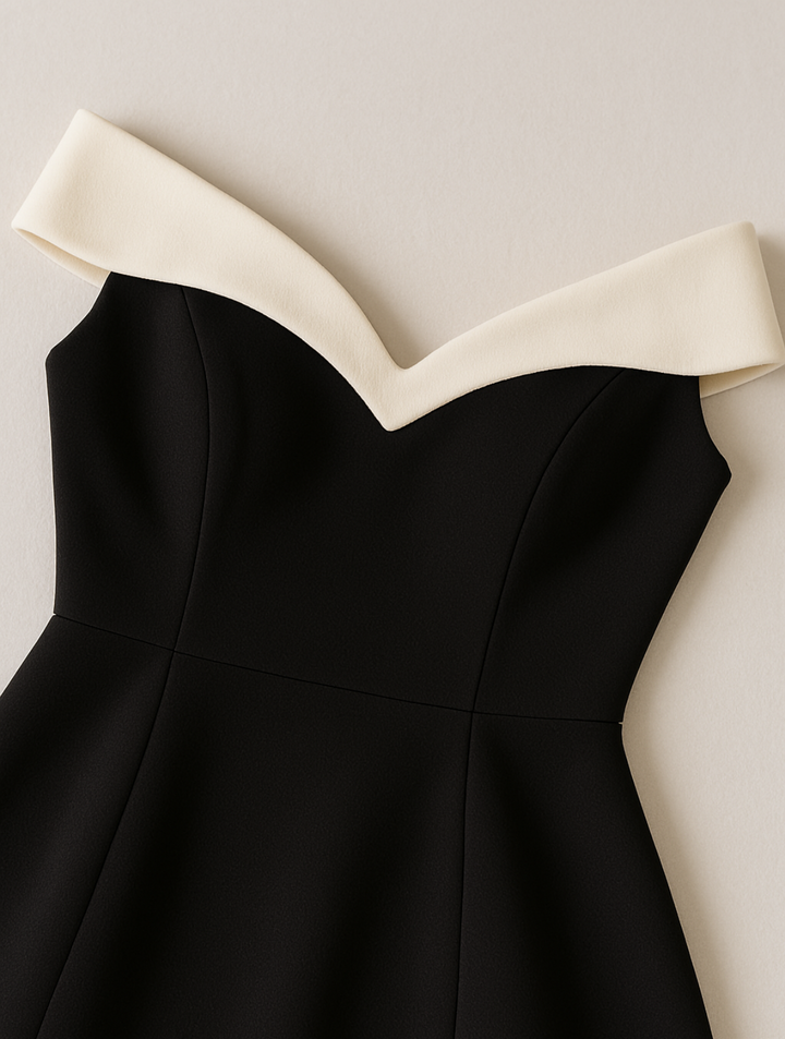 Timeless Modern Exceptional Off-Shoulder Contrast Mini Dress for Women