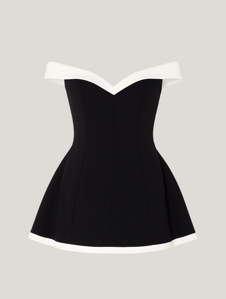 Timeless Modern Exceptional Off-Shoulder Contrast Mini Dress for Women