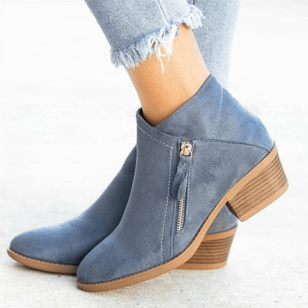 Side Zip Low Heel Boots