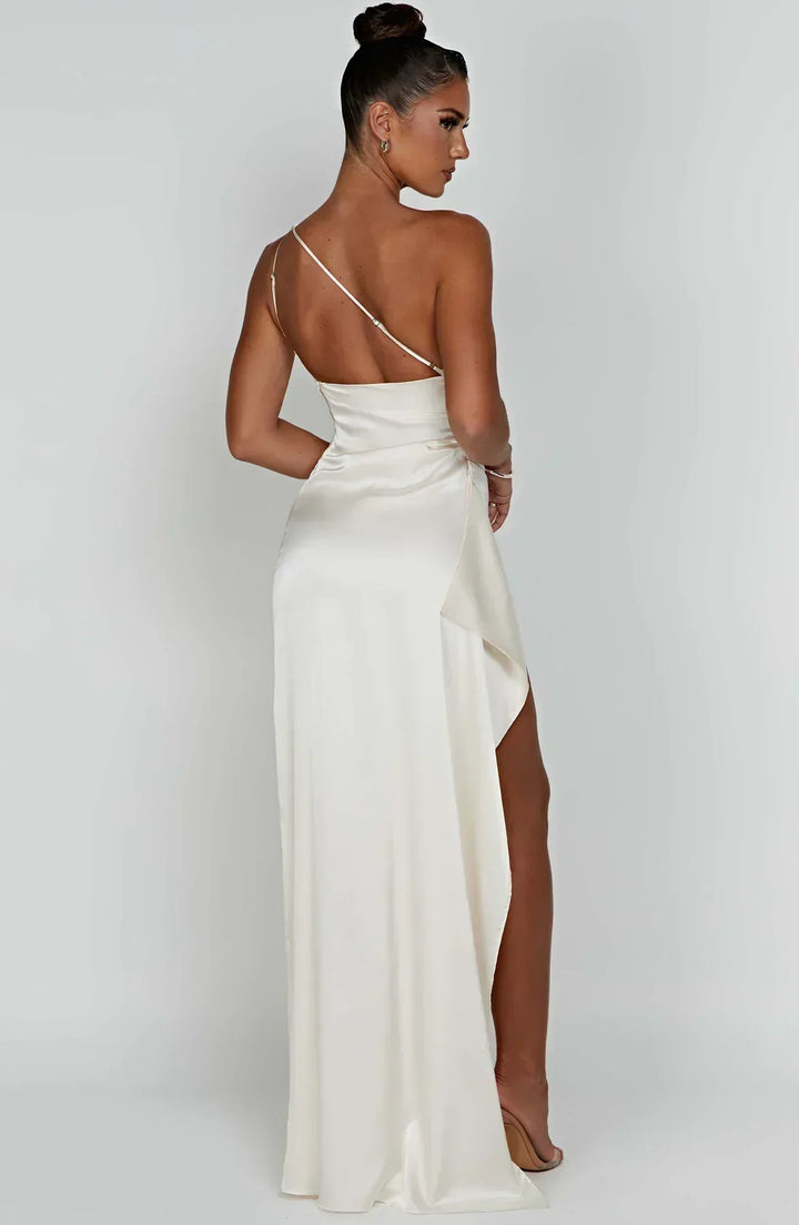 Women’s Warm-Season Asymmetric Slit Party Maxi Evening Dress