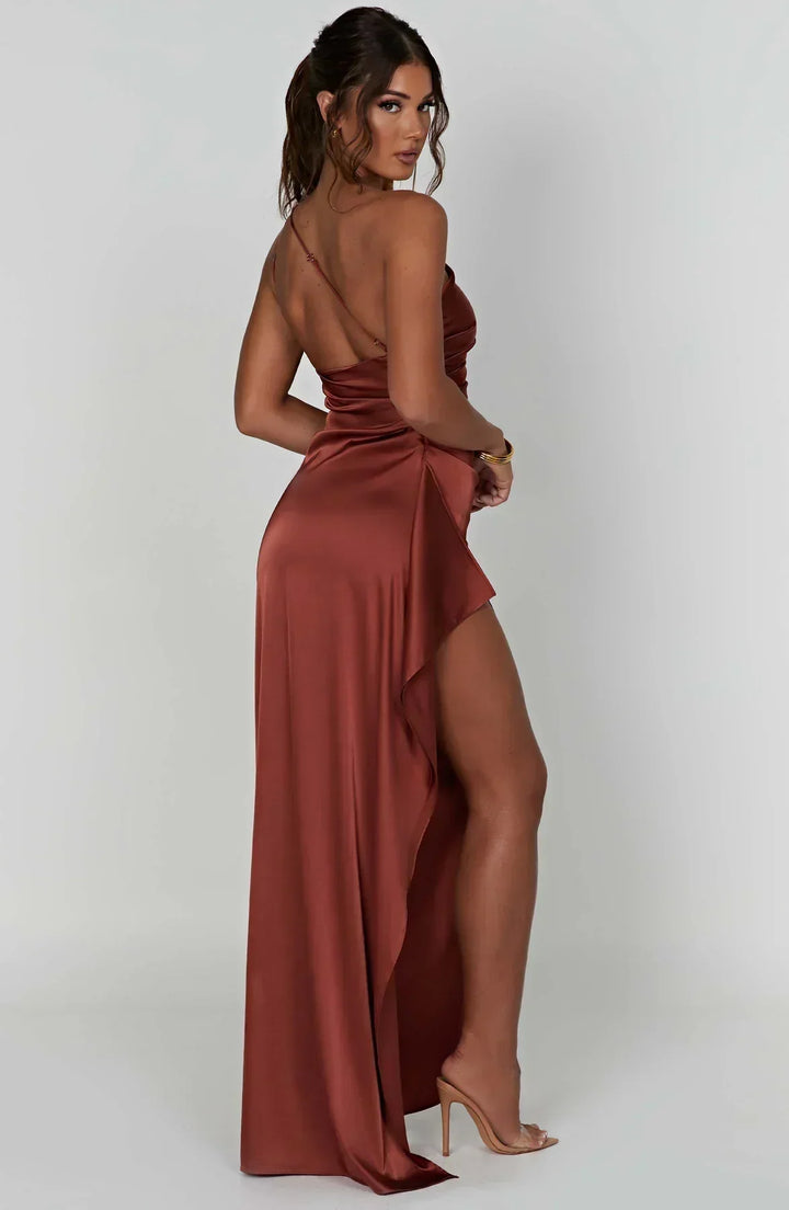 Women’s Warm-Season Asymmetric Slit Party Maxi Evening Dress