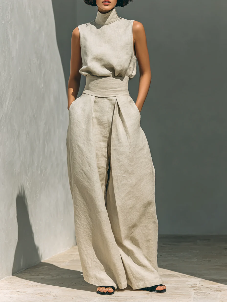 Conjunto coordinado sin mangas y holgado