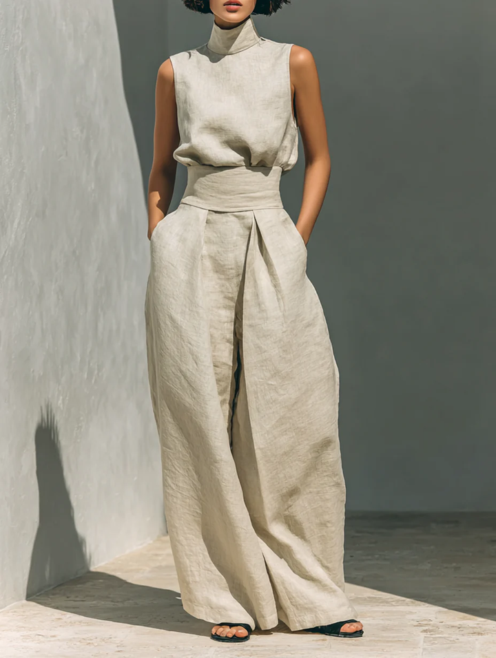 Conjunto coordinado sin mangas y holgado