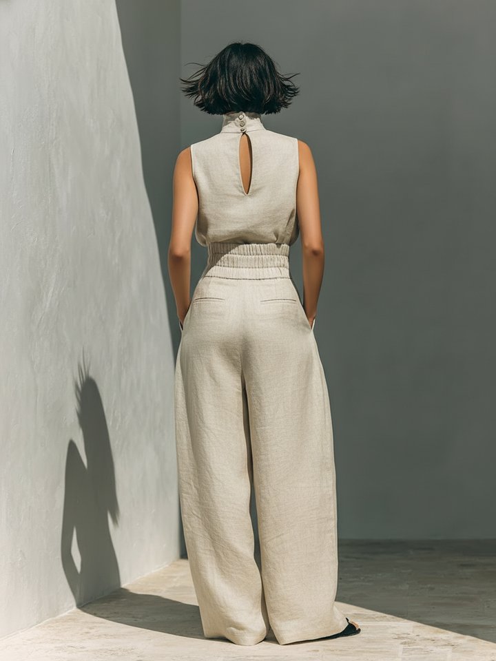 Conjunto coordinado sin mangas y holgado