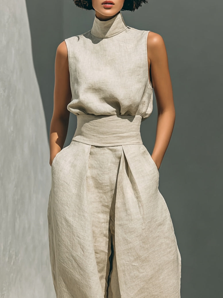 Conjunto coordinado sin mangas y holgado