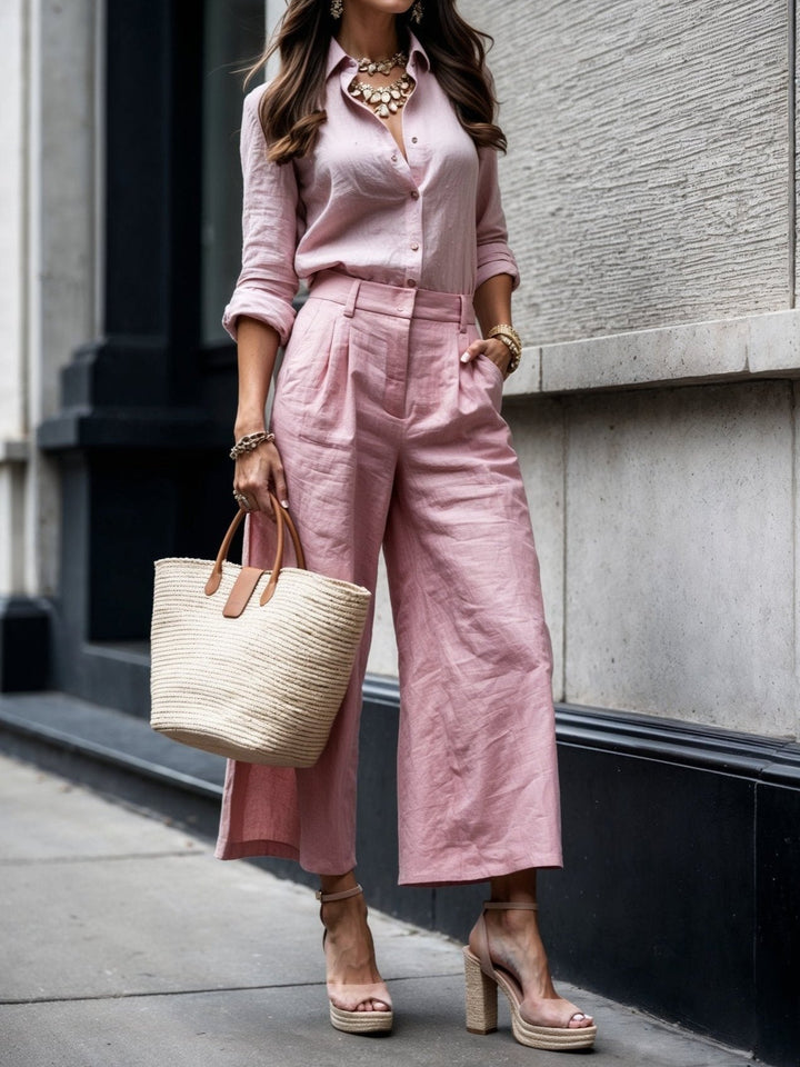 Conjunto de camisa holgada y pantalones capri