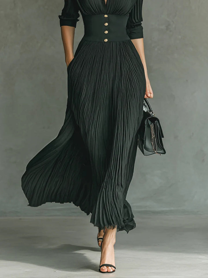 Vestido largo ajustado a la cintura y elegante