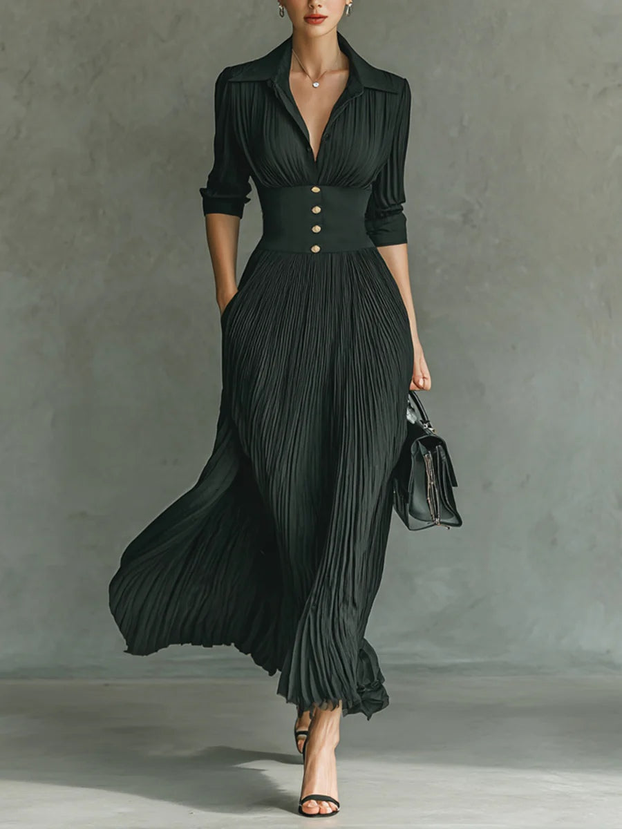 Vestido largo ajustado a la cintura y elegante