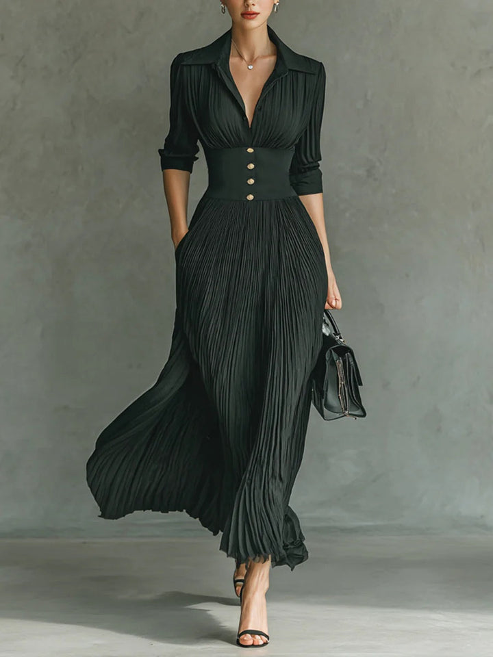 Vestido largo ajustado a la cintura y elegante
