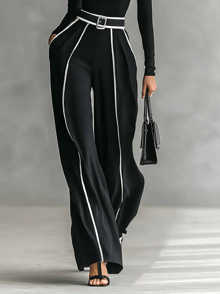 High-Neck Belted Pants Set
